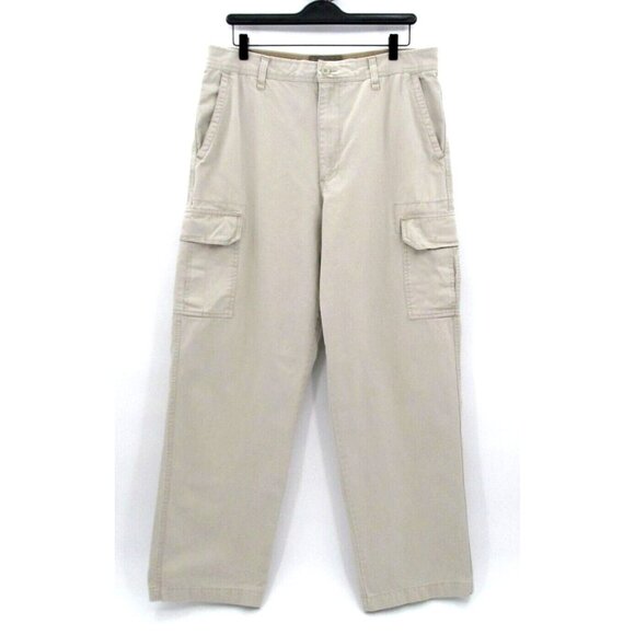 Vintage Old Navy Cargo Pants Mens 36x34 Beige Wide Leg Streetwear Y2K - Picture 1 of 14